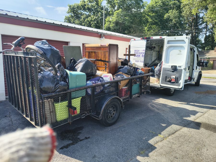 High Frequency Junk Removal trailer loaded and ready